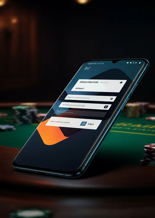 Registration interface at Seven Casino showcasing mobile and email input fields